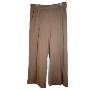 Melloday Women's Wide Leg Cropped Pants Taupe Large